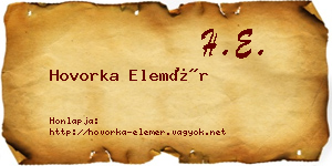 Hovorka Elemér névjegykártya
